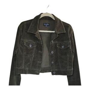 Love Tree Women's Olive Corduroy Cropped Jacket